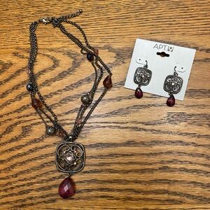 Kohl's Silver and Red Necklace Set